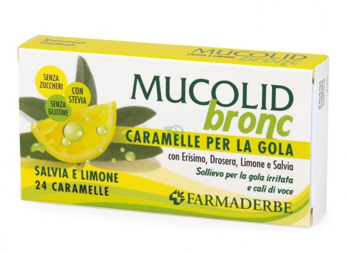 Mucolid Bronc Caramelle per la Gola Salvia e Limone | Caramelle per il Mal di Gola.