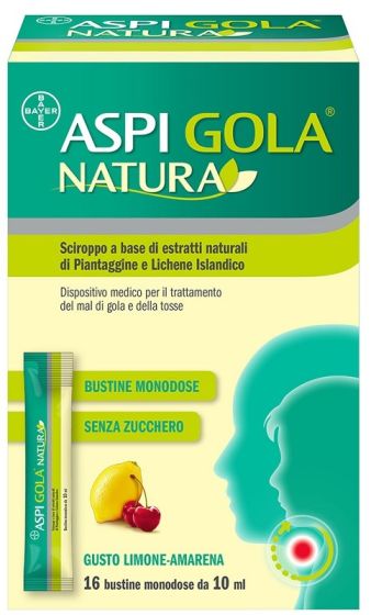 Aspi Gola Natura 16 Bustine Monodose | Sciroppo Naturale in Bustine Monodose per Ridurre Tosse e Mal di Gola.