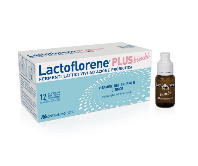 Lactoflorene Plus Bimbi 12 Flaconcini | Integratore di Probiotici per Bambini in comodi flaconcini da bere.