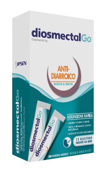 DiosmectalGo Anti Diarroico 12 Bustine | Dispositivo Medico per il Controllo della Diarrea.