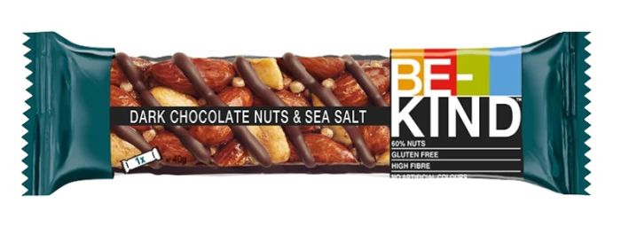 Be-Kind Cioccolato Noci e Sale Marino 30g - Snack Gustoso e Salutare con Cioccolato Fondente, Noci e Sale Marino. Per una Pausa Energizzante. 