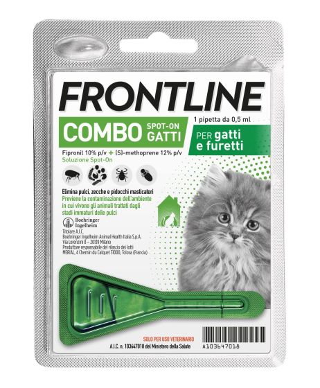 Frontline Combo Spot On Antiparassitario Gatti 1 Pipetta | Antiparassitario per Gatti e Furetti. Contro Pulci, Zecche e Pidocchi.