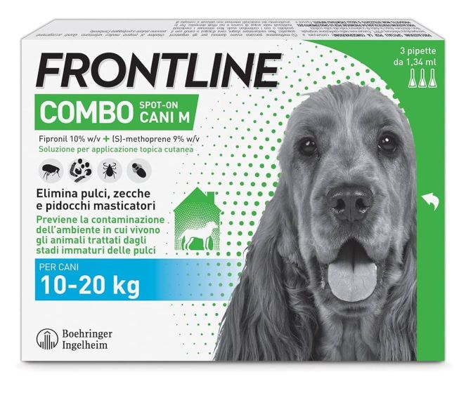 Frontline Combo Spot On Cani 10-20 kg 3 Pipette 1,34ml | Antiparassitario Cani da 10 a 20 kg. Contro Pulci, Zecche e Pidocchi.
