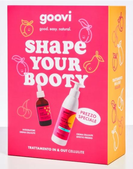 Goovi Box Anticellulite Shape Your Booty Integratore e Crema | Box con 2 prodotti anticellulite: integratore in gocce e crema corpo.
