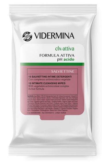  Vidermina CLX Attiva 15 salviette - Con complesso antimicrobico vegetale. 