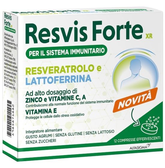 Resvis XR Forte Biofutura 12 Compresse Effervescenti | Integratore di Vitamine e Lattoferrina con Resveratrolo per il sostegno del sistema immunitario.