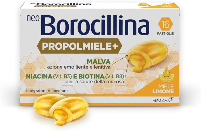 Neoborocillina Propol Miele Pastiglie Naturali per la Gola Miele Limone.