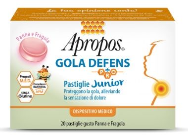 Apropos Gola Defens Pro Junior 20 pastiglie Panna e Fragola | Pastiglie Naturali per il Mal di Gola - Bambini.