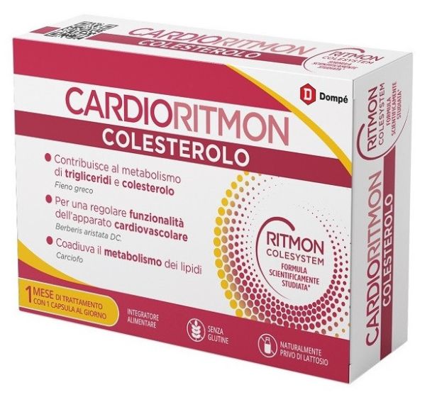 Cardioritmon Colesterolo 30 Capsule | Integratore per il Colesterolo Senza Riso Rosso Fermentato.