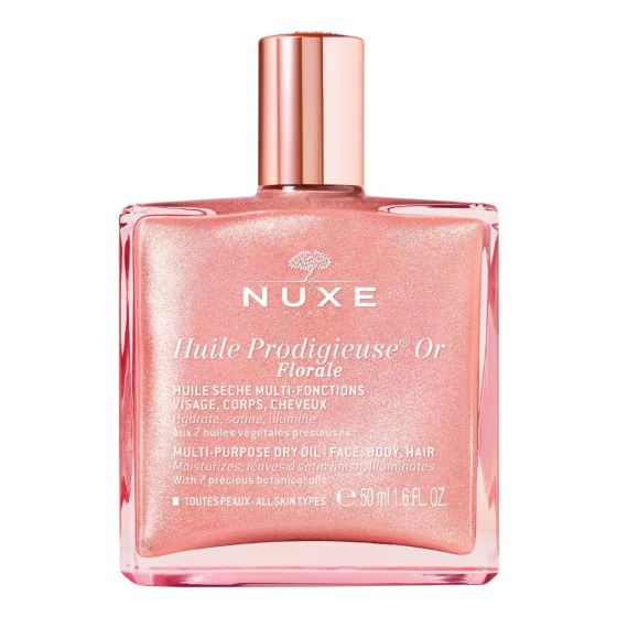 Nuxe Huile Prodigieuse Or Florale 50 ml | Olio profumato multifunzione effetto satinato per il corpo, viso e capelli.
