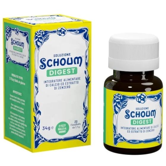 Soluzione Schoum Digest Integratore Digestione 20 Fizzy Balls | Integratore Digestivo per Gonfiore e Nausea.