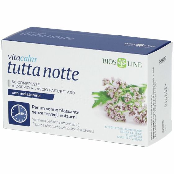 Vitacalm Tutta Notte Integratore con Melatonina 60 compresse.
