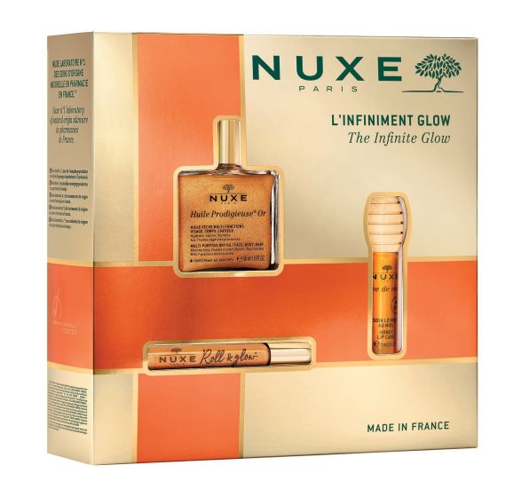 Nuxe Cofanetto Huile Prodigieuse Or L'Infiniment Glow 2024 | Cofanetto Regalo Nuxe Illuminante.