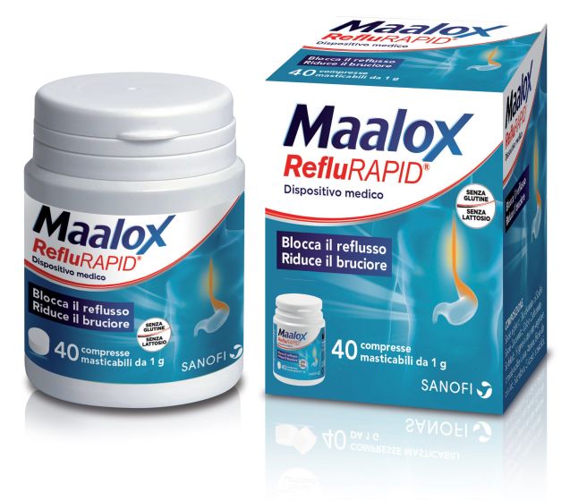 Maalox Reflurapid 40 Compresse Masticabili | Compresse contro il Reflusso Acido
