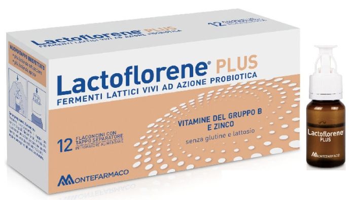 Lactoflorene Plus 12 Flaconcini Fermenti Lattici | Integratore di probiotici e vitamina B.