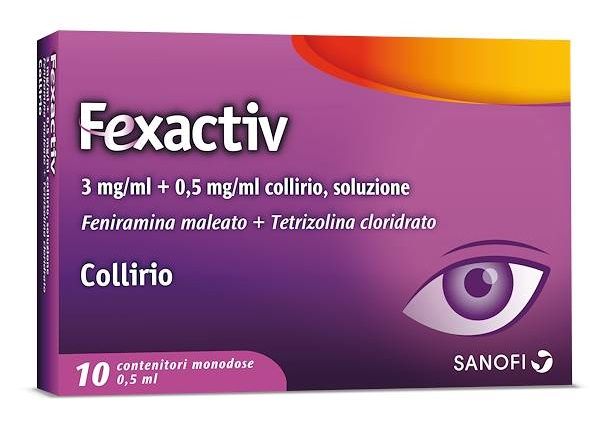 Fexactiv Collirio 10 Flaconcini Monodose da 0,5ml | Collirio con Antistaminico e Decongestionante.