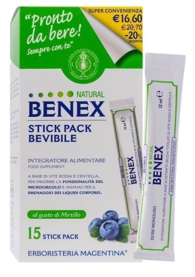 Benex Integratore Bevibile 15 Stick 12ml | Integratori per Circolazione.