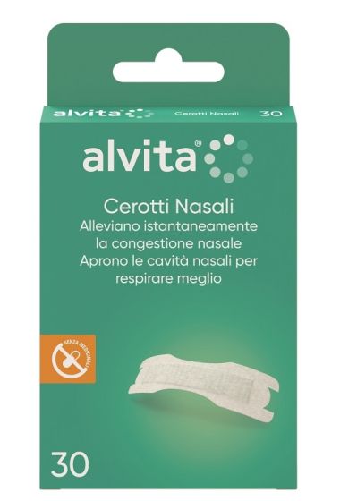 Cerotti Nasali Alvita 30 pezzi | Cerotti Nasali Senza Medicinali per Naso Chiuso e Russamento.