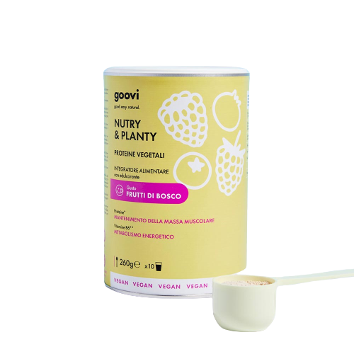 Goovi Proteine Vegetali Gusto Frutti di Bosco 260 g | Integratore di Proteine per Massa Muscolare.