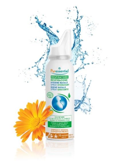 Puressentiel Spray Isotonico Idratante Calendula 100ml | Spray con acqua di mare per la pulizia delle fosse nasali.