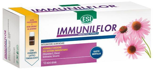 ESI Immunilflor Immunostimolante 12 Minidrink | Integratore per Difese Immunitarie in Comodi Flaconcini pronti all'Uso.