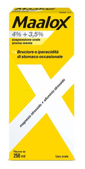 Maalox Sospensione Orale 250ml| Sciroppo per l'Acidità di Stomaco Gusto Menta.