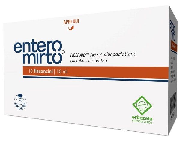 Entero Mirto Erbozeta 10 Flaconcini| Integratore con Probiotici e Prebiotici per l'equilibrio della flora batterica intestinale.