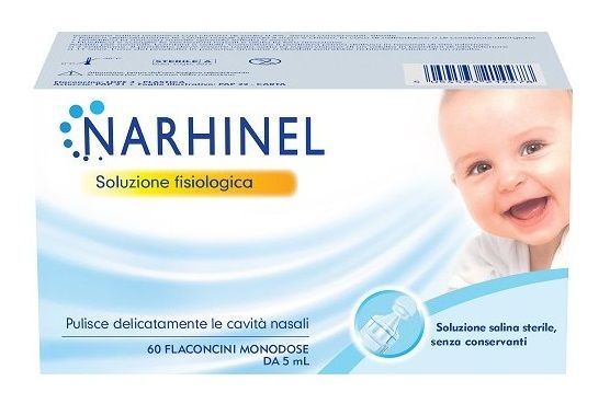 Narhinel Soluzione Fisiologica 60 Flaconcini 5ml Idrata, lenisce e libera delicatamente le vie respiratorie.