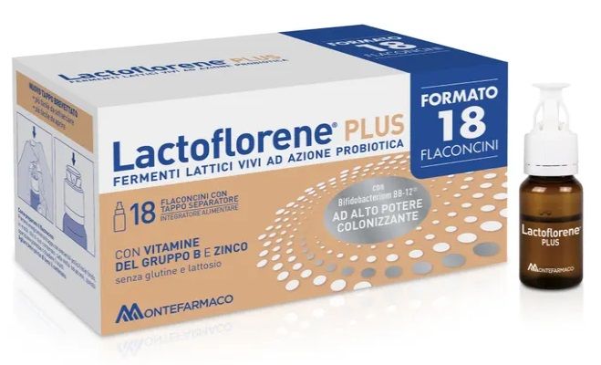Lactoflorene Plus 18 Flaconcini Fermenti Lattici | Integratore di probiotici e vitamina B.