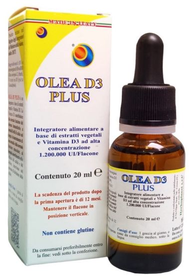 Olea D3 Plus Herboplanet Vitamina D 20ml | Integratore di Vitamina D3 ed estratti vegetali, utili per ossa, denti e sistema immunitario.