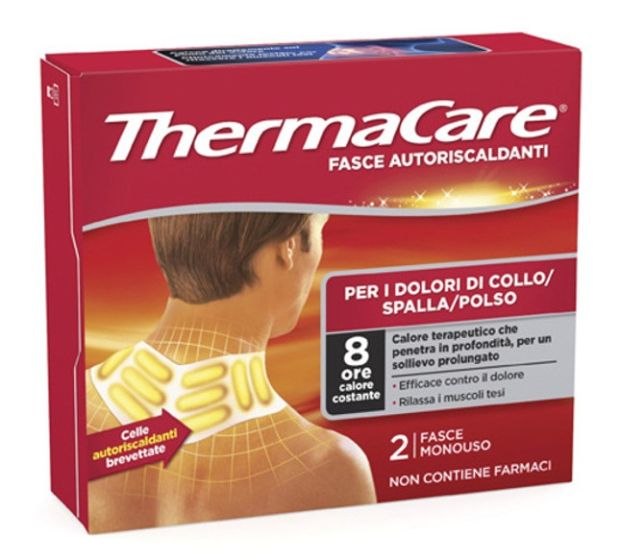 Thermacare Fasce Auto Riscaldanti Collo Spalle Polso 2 Pezzi | Fasce Antinfiammatorie Auto riscaldanti senza medicinali.
