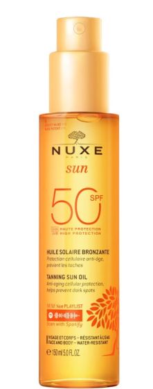 Nuxe Sun Olio Solare Abbronzante SPF50 Flacone Spray da 150 ml.