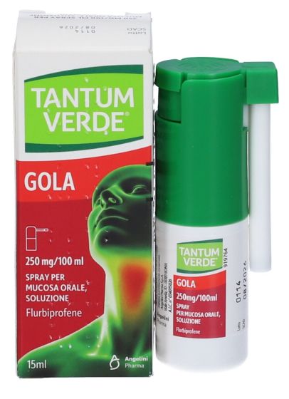 Tantum Verde Gola Spray 15ml Flurbiprofene 0,25% | Spray Antinfiammatorio per Mal di Gola Molto Forti.