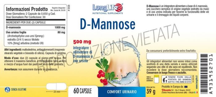 Longlife d-mannose 60 capsule