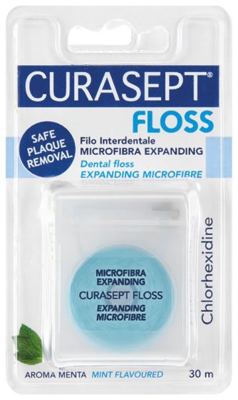 Curasept Flossline Filo Interdentale Expanding | Filo Interdentale in microfibra che si espande fra un dente e l'altro.