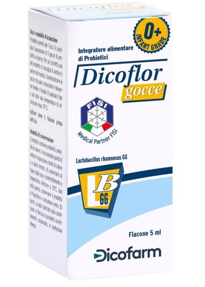 Dicoflor Gocce Probiotico per Neonati 5ml | Integratore di Fermenti Lattici per Bambini e Neonati, utile in caso di Diarrea e Coliche Gassose.