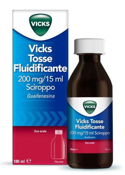 Vicks Tosse Sciroppo Fluidificante e Mucolitico 180ml | Sciroppo Fluidificante in caso di Tosse Grassa.