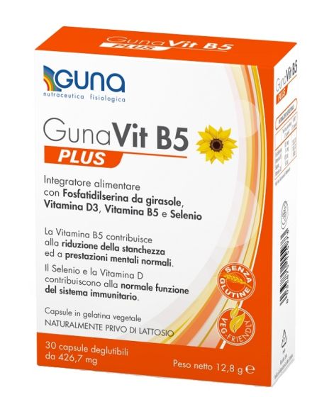 GunaVit B5 Plus 30 capsule deglutibili - Senza glutine, facile da assumere.