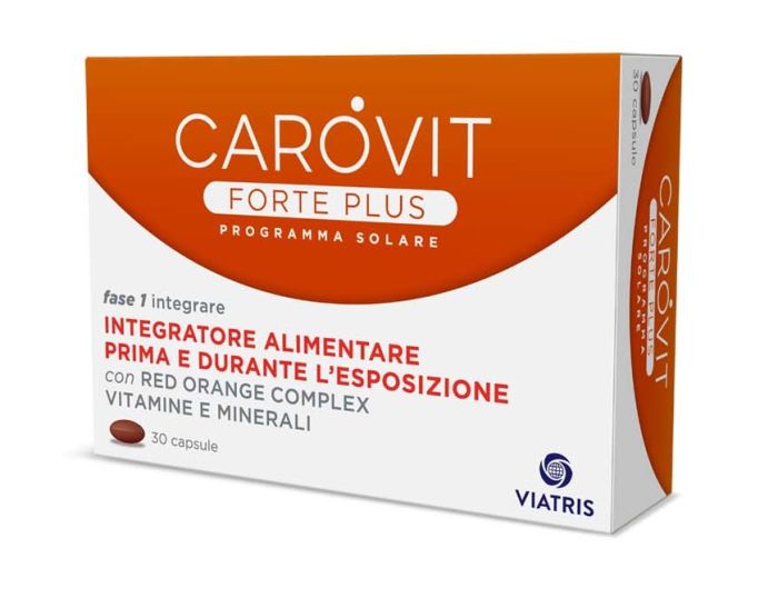 Carovit Forte Plus Integratore per il Sole 30 Capsule | Integratori per Prevenzione degli Eritemi Solari.