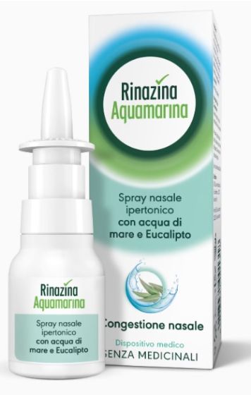 Rinazina Acquamarina Spray Nasale Ipertonico 20 ml | Decongestionante Nasale Naturale.